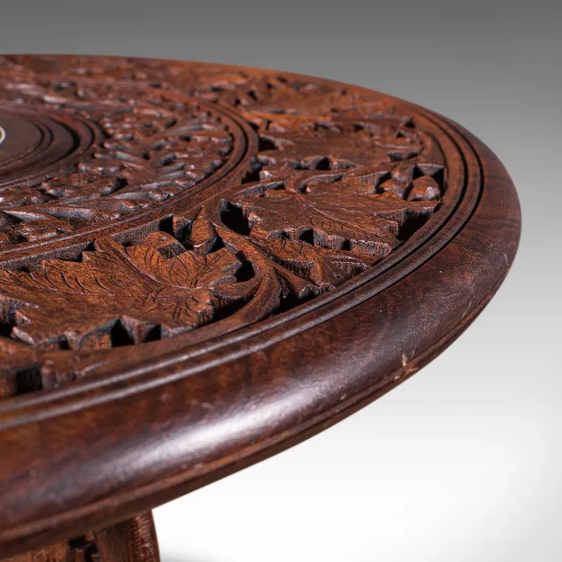 Clearance Pamono Antique Anglo-Indian Fold Away Circular Side Table