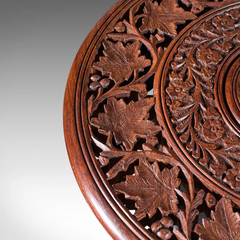 Clearance Pamono Antique Anglo-Indian Fold Away Circular Side Table