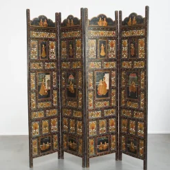 Pamono Antique Anglo-Indian Hand-Painted Wooden Room Divider, 1800s> Room Dividers & Screens