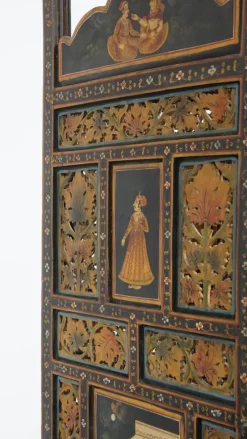 Pamono Antique Anglo-Indian Hand-Painted Wooden Room Divider, 1800s><noscript><img width=