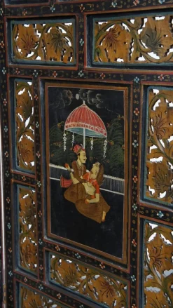 Pamono Antique Anglo-Indian Hand-Painted Wooden Room Divider, 1800s><noscript><img width=