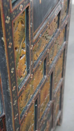 Pamono Antique Anglo-Indian Hand-Painted Wooden Room Divider, 1800s><noscript><img width=