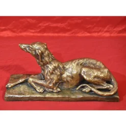 Pamono Antique Art Deco Sculpture, Little Greyhound Dog, 20th-Century, Bronze> Art Deco