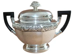 Pamono Antique Art Deco Silver Tea Service by Laurits Berth, Set of 4><noscript><img width=