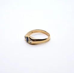 Pamono Antique Art Nouveau Alliance Ring with Sapphire and Diamonds in Rose Gold, 1890s><noscript><img width=