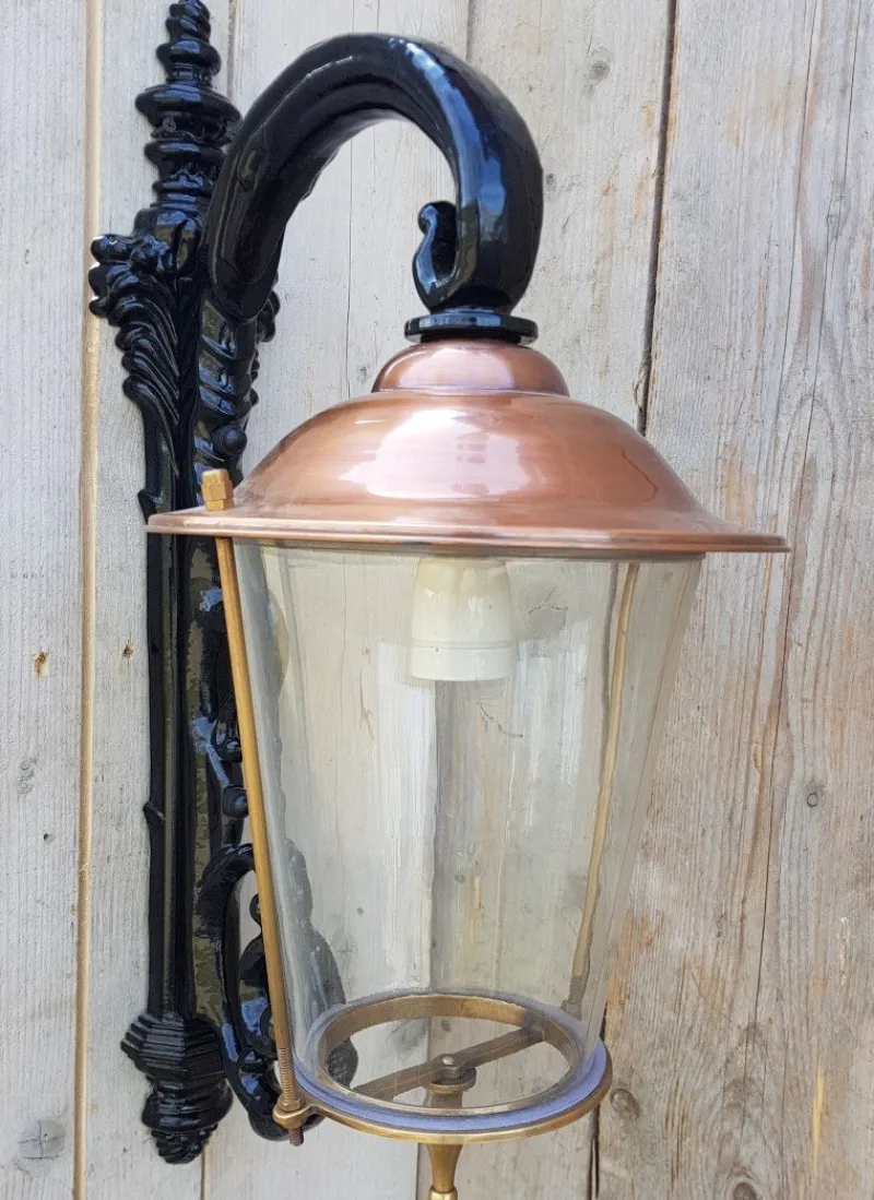 Hot Pamono Antique Art Nouveau Black Copper Wall Lantern