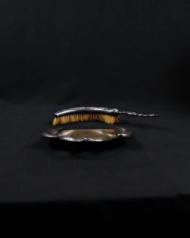 Pamono Antique Art Nouveau Crumb Catcher with Silver Metal Brush, 1890s> Dinnerware Accessories
