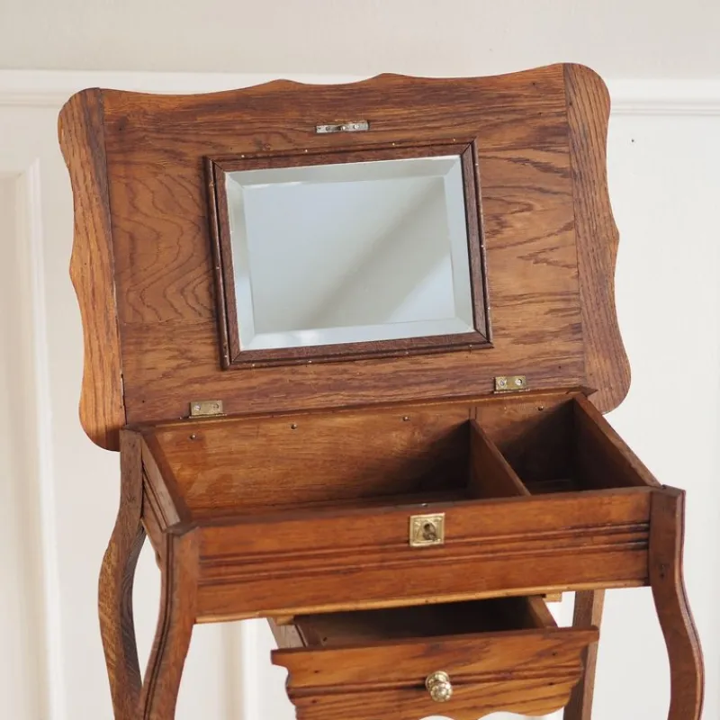 Pamono Antique Art Nouveau Dressing Table with Mirror and Drawer> Dressing Tables