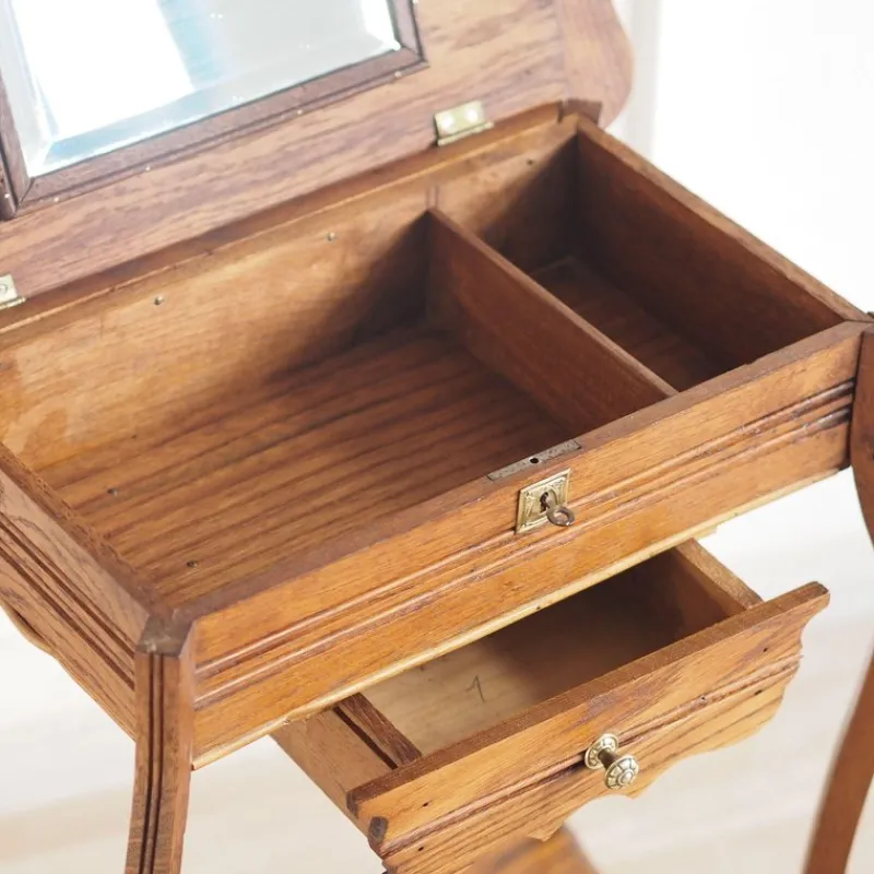 Pamono Antique Art Nouveau Dressing Table with Mirror and Drawer> Dressing Tables