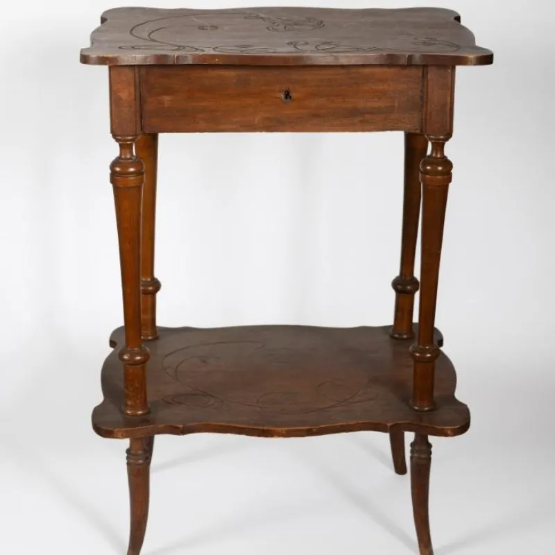 Pamono Antique Art Nouveau Hand Craved Wooden Dressing Table with Mirror> Dressing Tables