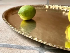 Pamono Antique Art Nouveau Handcrafted Brass Tray from Metallwarenfabrik Union Quedlinburg Muq, Germany 1920s><noscript><img width=