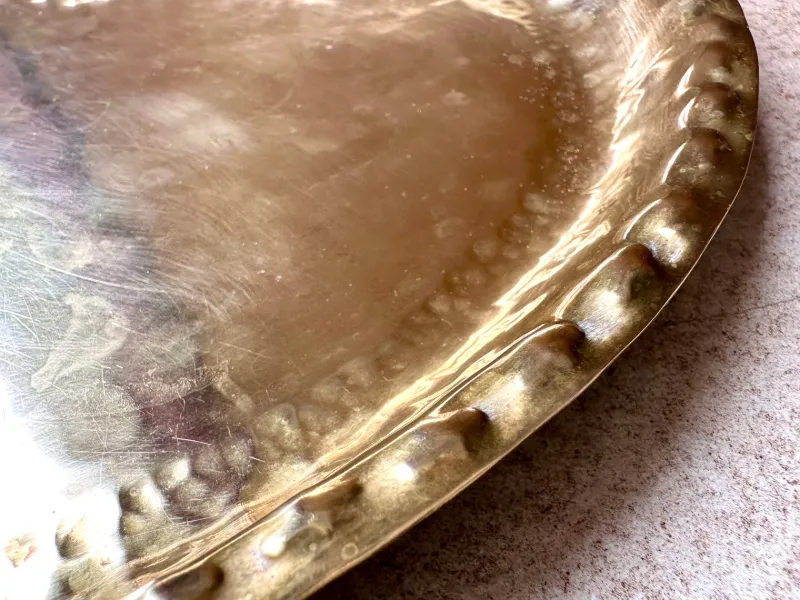 Pamono Antique Art Nouveau Handcrafted Brass Tray from Metallwarenfabrik Union Quedlinburg Muq, Germany 1920s> Trays