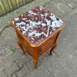 Pamono Antique Art Nouveau Nightstand in Walnut & Marble, 1900s><noscript><img width=