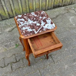 Pamono Antique Art Nouveau Nightstand in Walnut & Marble, 1900s><noscript><img width=