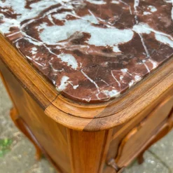 Pamono Antique Art Nouveau Nightstand in Walnut & Marble, 1900s><noscript><img width=