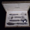 Hot Pamono Antique Art Nouveau Pewter & Silver Cutlery Set from Josselin, Set of 5