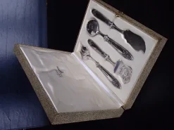 Hot Pamono Antique Art Nouveau Pewter & Silver Cutlery Set from Josselin, Set of 5