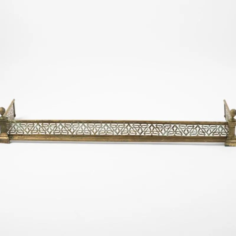 Clearance Pamono Antique Art Nouveau Pierced Brass Floral Pattern Fireplace Fender