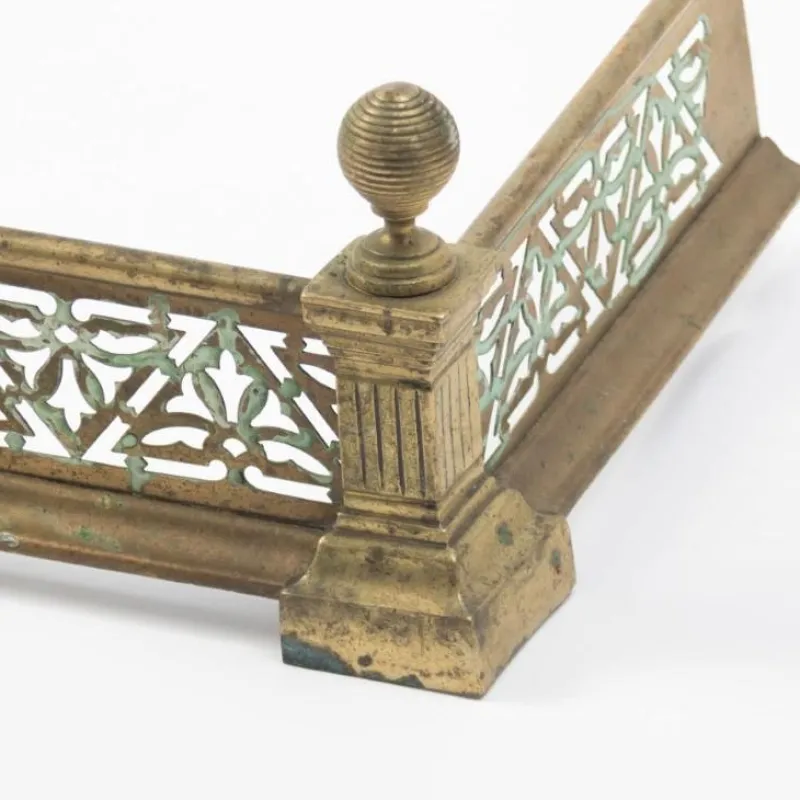 Clearance Pamono Antique Art Nouveau Pierced Brass Floral Pattern Fireplace Fender