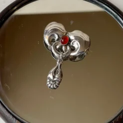 Pamono Antique Art Nouveau Silver and Garnet Brooch by Bernhard Hertz, 1890s> Brooches