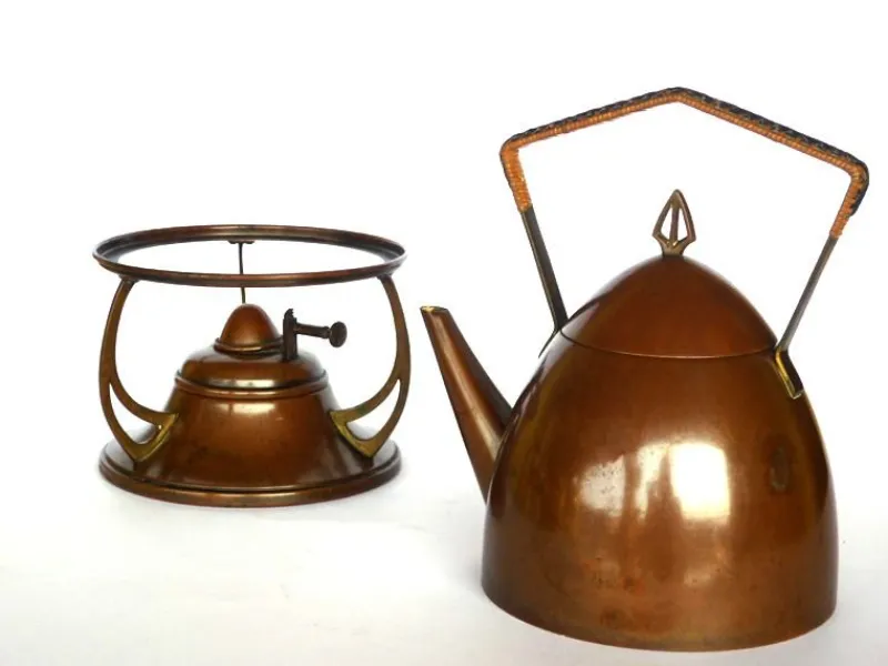Pamono Antique Art Nouveau Teapot on Stand from WMF, Set of 2> Coffee & Tea Service