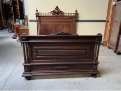 Pamono Antique Art Nouveau Walnut Bed, 1890s><noscript><img width=