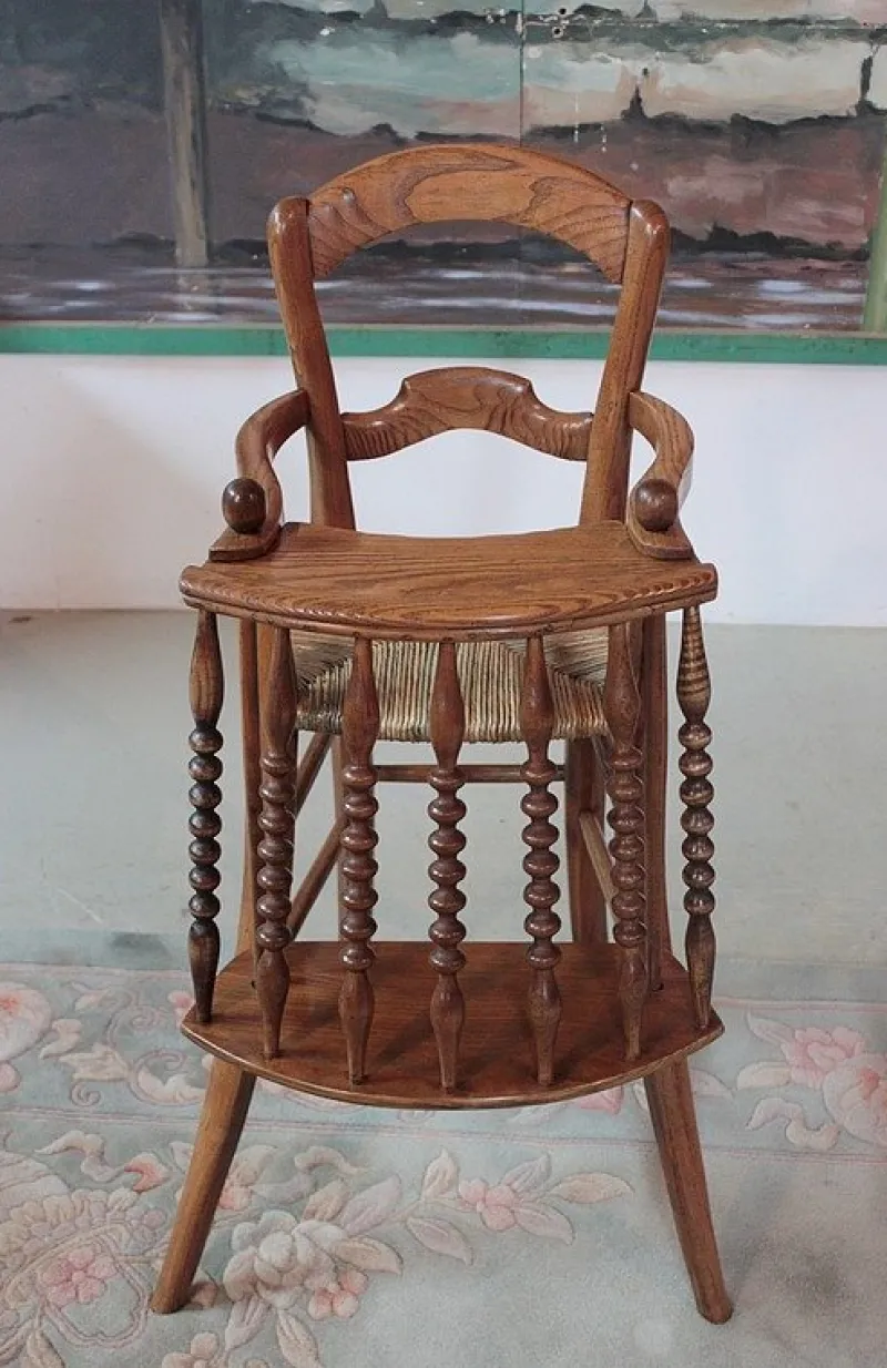 New Pamono Antique Ash Wood Children's High Chair