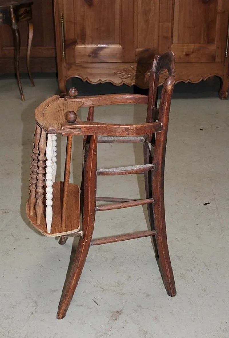New Pamono Antique Ash Wood Children's High Chair