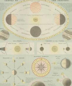Pamono Antique Astronomical Chart of the Solar System and Seasons Blacks Atlas, 1884><noscript><img width=