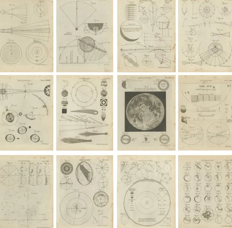 Pamono Antique Astronomy Prints by Bell, 1797, Set of 12