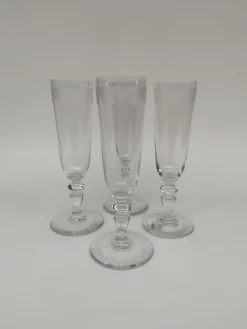 Pamono Antique Baccarat Crystal Champagne Flutes, 1890s, Set of 4