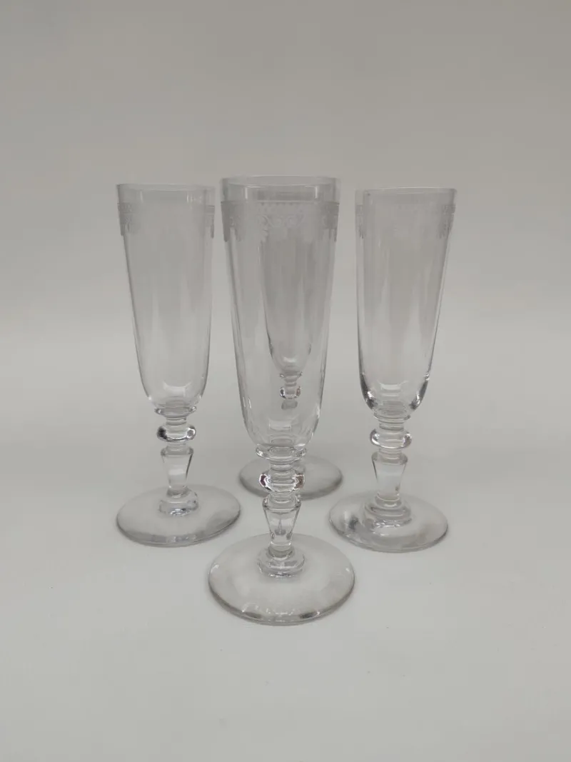 Pamono Antique Baccarat Crystal Champagne Flutes, 1890s, Set of 4
