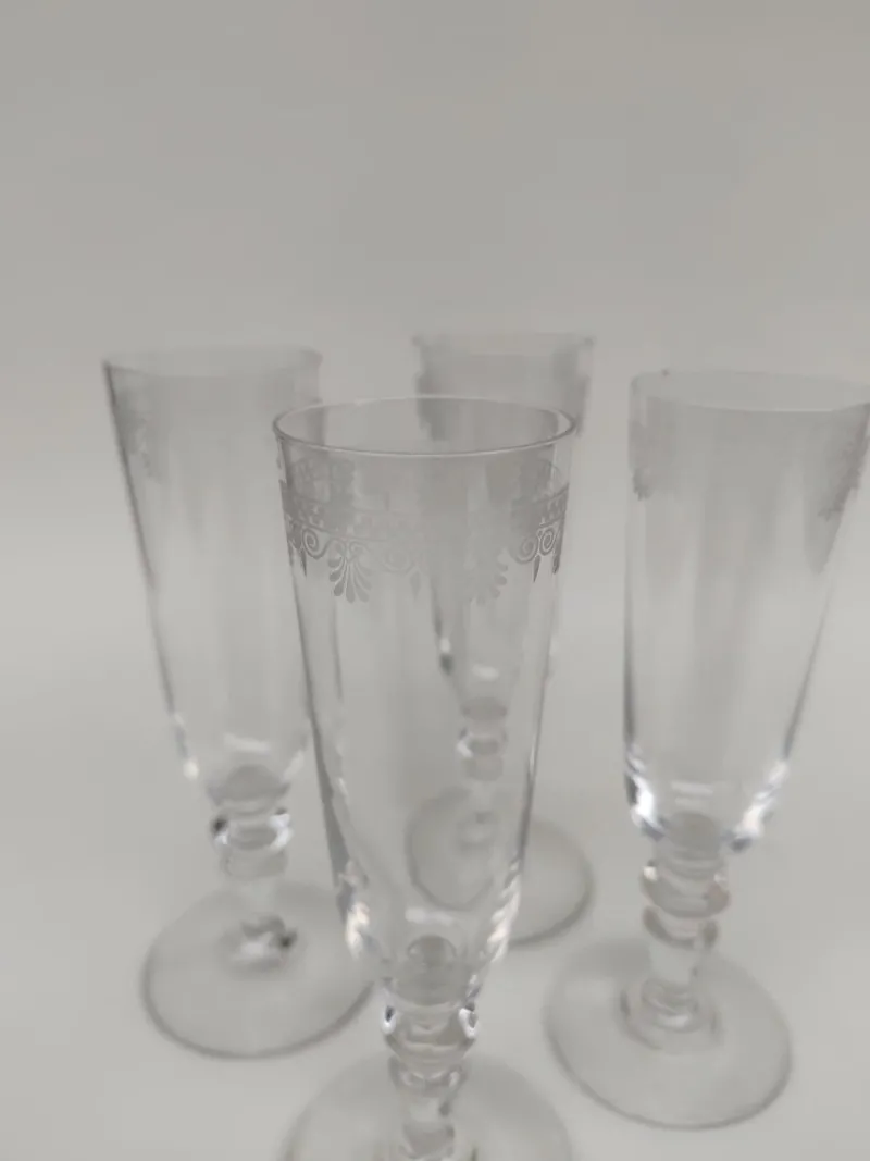 Pamono Antique Baccarat Crystal Champagne Flutes, 1890s, Set of 4