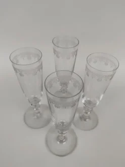 Pamono Antique Baccarat Crystal Champagne Flutes, 1890s, Set of 4