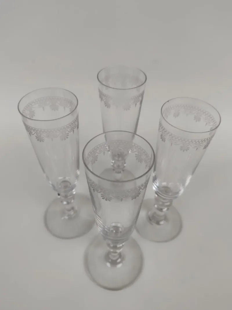 Pamono Antique Baccarat Crystal Champagne Flutes, 1890s, Set of 4