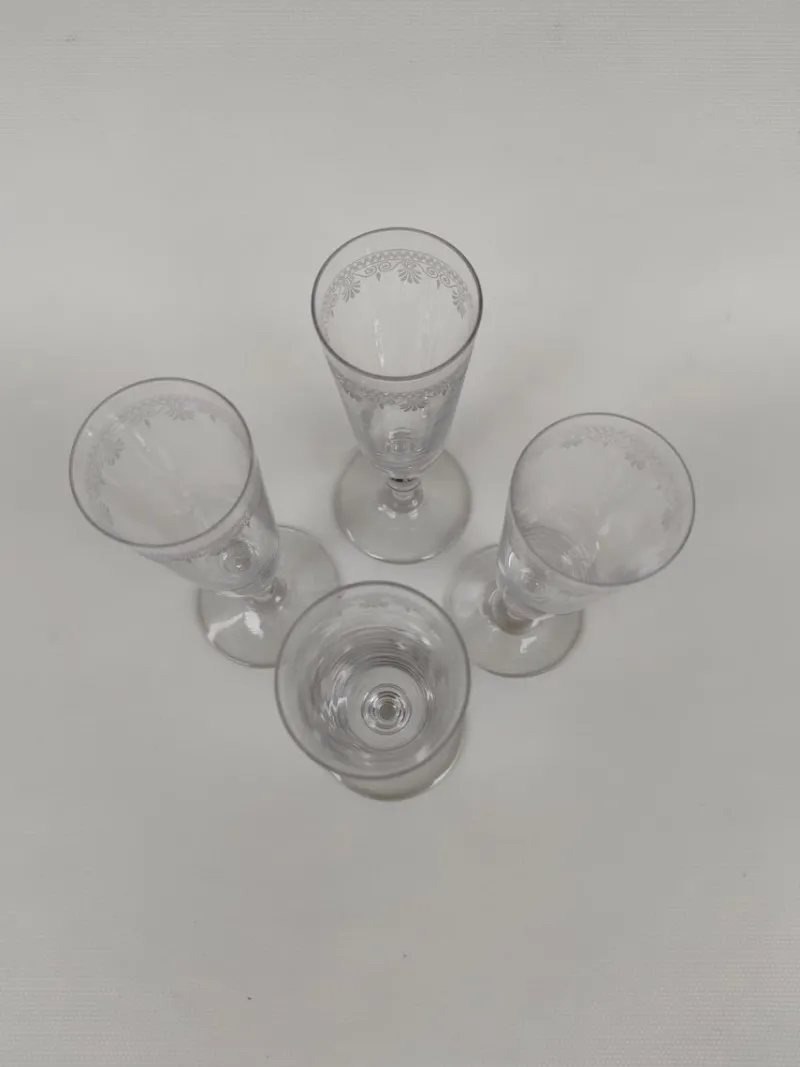 Pamono Antique Baccarat Crystal Champagne Flutes, 1890s, Set of 4