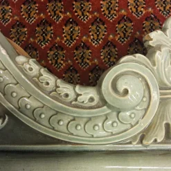 Pamono Antique Baroque Classicist Crown Glazed White-Fired Earthenware Tiled Fireplace Mantel><noscript><img width=