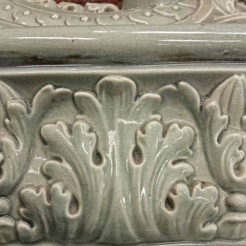 Pamono Antique Baroque Classicist Crown Glazed White-Fired Earthenware Tiled Fireplace Mantel> Fireplaces And Mantels