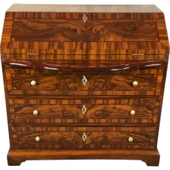 Pamono Antique Baroque Walnut Secretary, Germany, 1750s><noscript><img width=