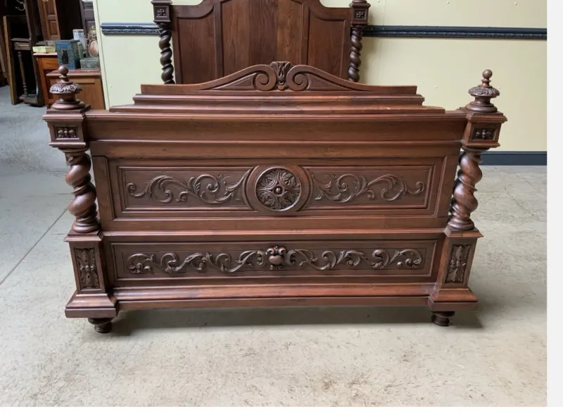 Pamono Antique Bed in Solid Oak> Beds & Bedroom Sets