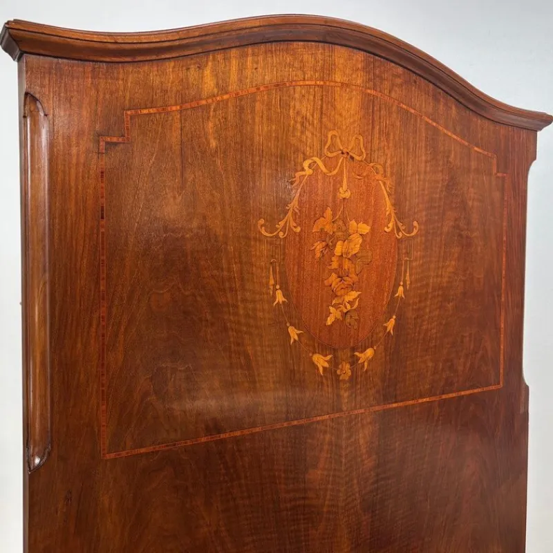 New Pamono Antique Bed in Walnut Inlaid