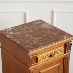 Pamono Antique Bedside Table with Marble Top and Marble Lining, 1890s><noscript><img width=