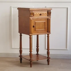 Pamono Antique Bedside Table with Marble Top and Marble Lining, 1890s><noscript><img width=