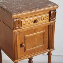 Pamono Antique Bedside Table with Marble Top and Marble Lining, 1890s><noscript><img width=