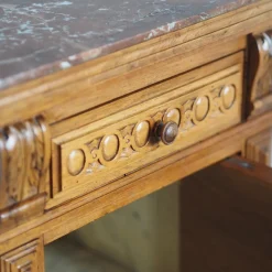 Pamono Antique Bedside Table with Marble Top and Marble Lining, 1890s><noscript><img width=