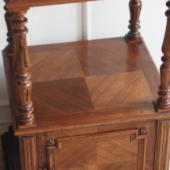 Pamono Antique Bedside Tables with Marble Tops and Columns, 1890, Set of 2