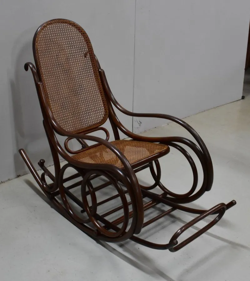 New Pamono Antique Beech Rocking Chair, 1900s