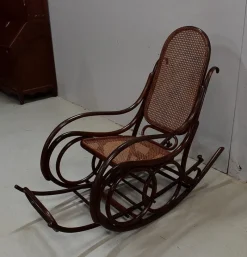 New Pamono Antique Beech Rocking Chair, 1900s