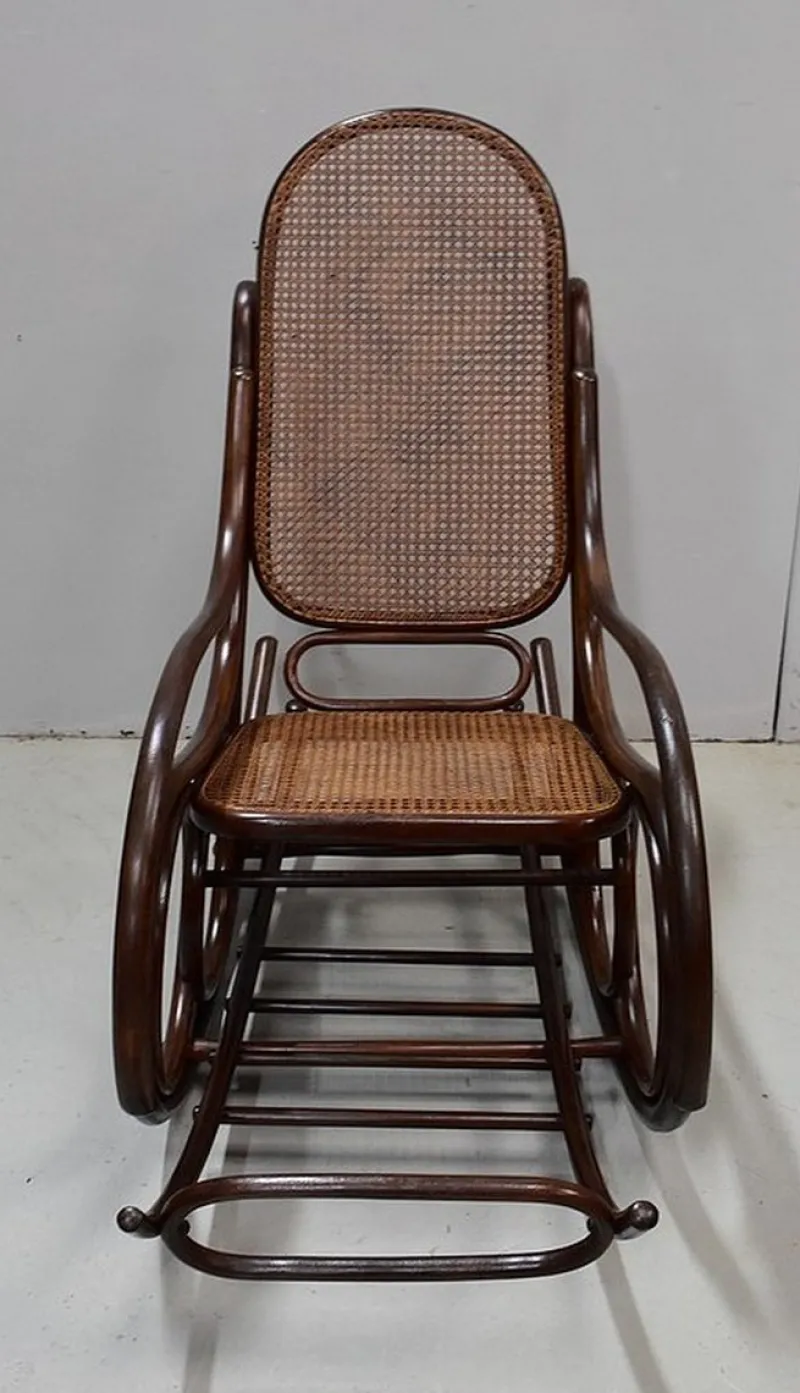 New Pamono Antique Beech Rocking Chair, 1900s