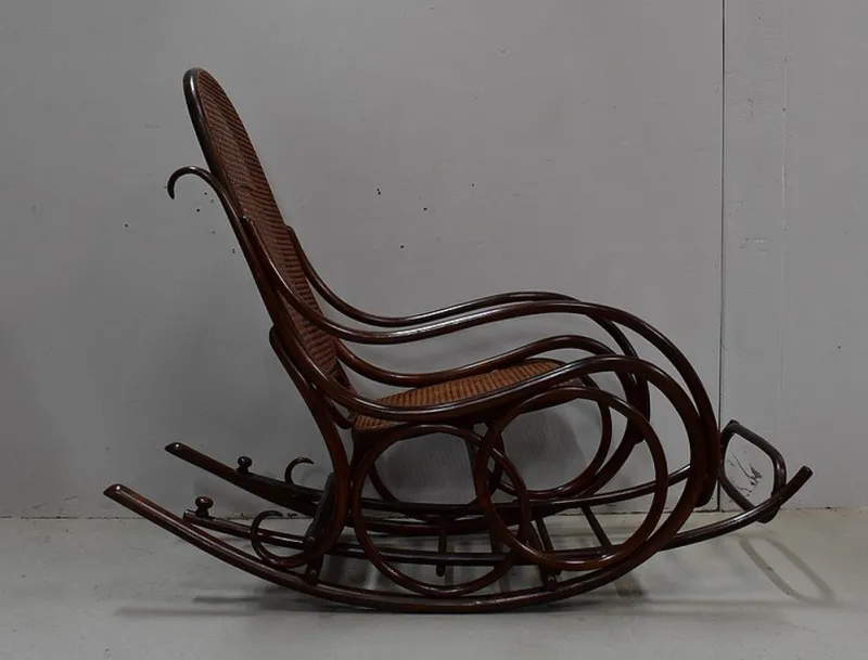 New Pamono Antique Beech Rocking Chair, 1900s